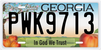 GA license plate PWK9713