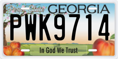 GA license plate PWK9714