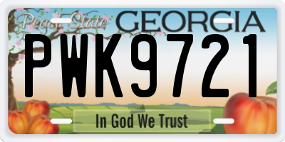 GA license plate PWK9721