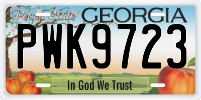 GA license plate PWK9723