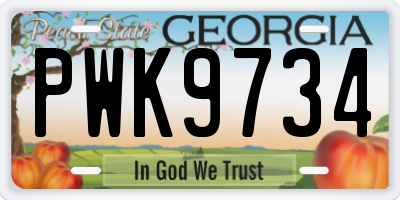 GA license plate PWK9734