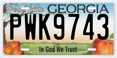 GA license plate PWK9743