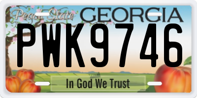 GA license plate PWK9746