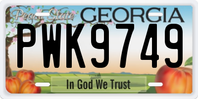 GA license plate PWK9749