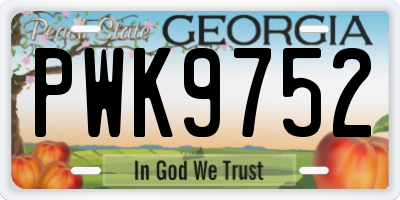 GA license plate PWK9752