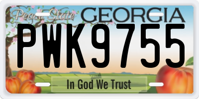 GA license plate PWK9755