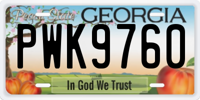 GA license plate PWK9760