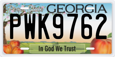 GA license plate PWK9762