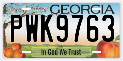 GA license plate PWK9763