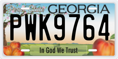 GA license plate PWK9764