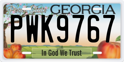 GA license plate PWK9767