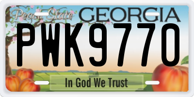 GA license plate PWK9770