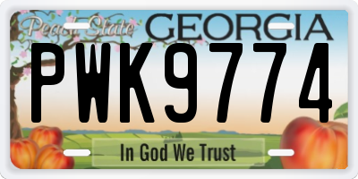 GA license plate PWK9774