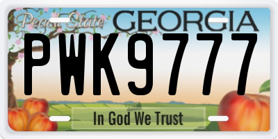 GA license plate PWK9777