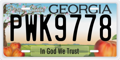 GA license plate PWK9778