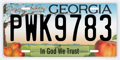 GA license plate PWK9783