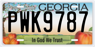 GA license plate PWK9787