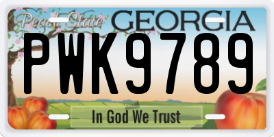 GA license plate PWK9789