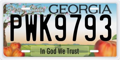 GA license plate PWK9793