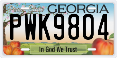 GA license plate PWK9804