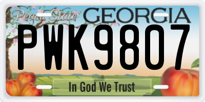 GA license plate PWK9807