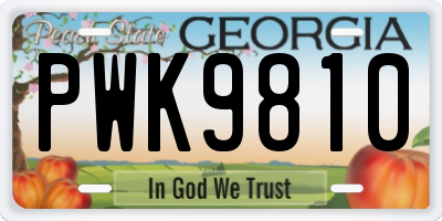 GA license plate PWK9810