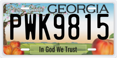 GA license plate PWK9815