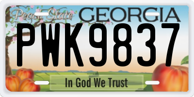GA license plate PWK9837