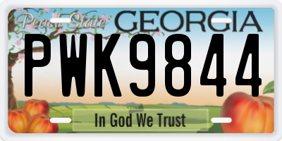 GA license plate PWK9844