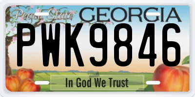 GA license plate PWK9846