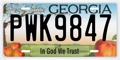 GA license plate PWK9847
