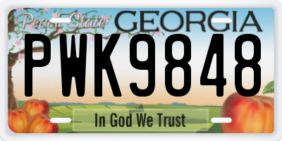 GA license plate PWK9848