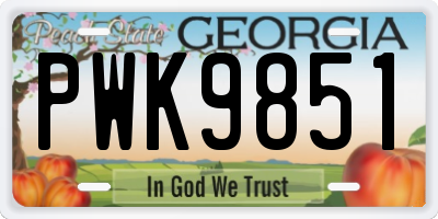 GA license plate PWK9851