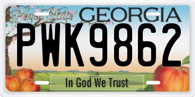GA license plate PWK9862