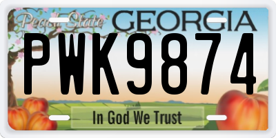 GA license plate PWK9874