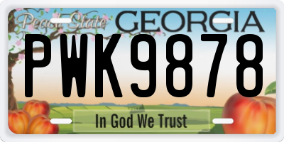 GA license plate PWK9878