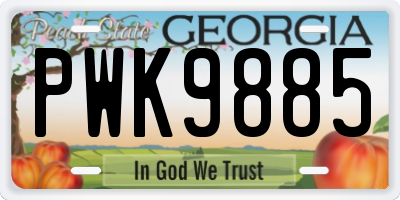 GA license plate PWK9885