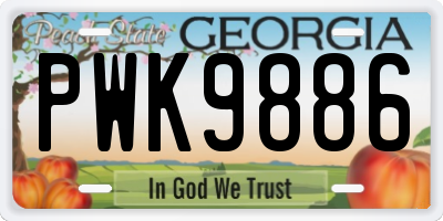 GA license plate PWK9886