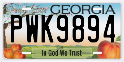 GA license plate PWK9894