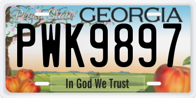 GA license plate PWK9897