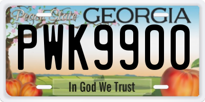 GA license plate PWK9900