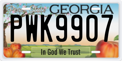 GA license plate PWK9907