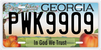 GA license plate PWK9909