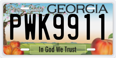 GA license plate PWK9911