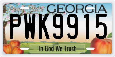 GA license plate PWK9915