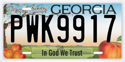 GA license plate PWK9917