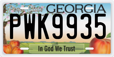GA license plate PWK9935