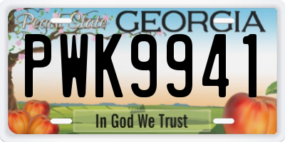 GA license plate PWK9941