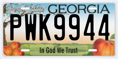 GA license plate PWK9944