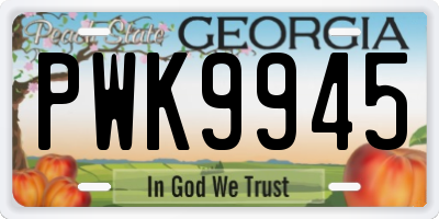 GA license plate PWK9945